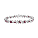 .925 Sterling Silver Lab-Grown Birthstone and 1/6 Cttw Round Diamond Tennis Bracelet (H-I Color, I1-I2 Clarity)-9 thumbnail 11