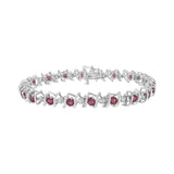 .925 Sterling Silver Lab-Grown Birthstone and 1/6 Cttw Round Diamond Tennis Bracelet (H-I Color, I1-I2 Clarity)-8 thumbnail 10