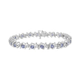 .925 Sterling Silver Lab-Grown Birthstone and 1/6 Cttw Round Diamond Tennis Bracelet (H-I Color, I1-I2 Clarity)-6 thumbnail 8