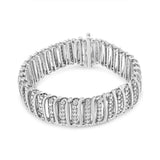.925 Sterling Silver 8 1/2 Cttw Diamond 7 Row Chevron 