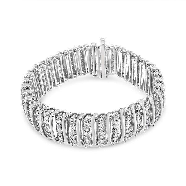 .925 Sterling Silver 8 1/2 Cttw Diamond 7 Row Chevron 