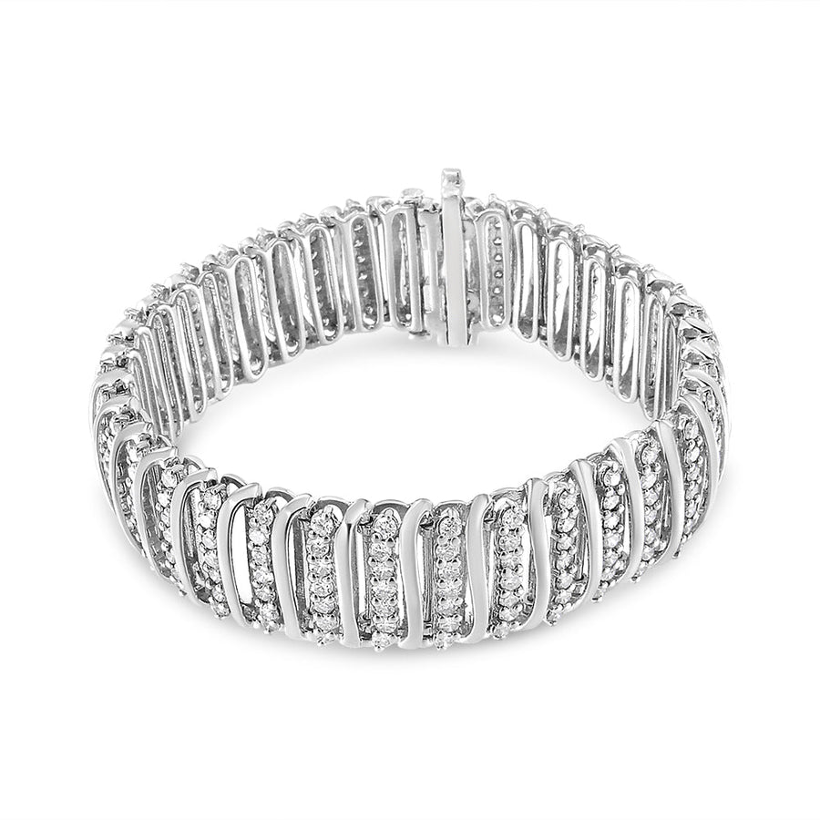 .925 Sterling Silver 8 1/2 Cttw Diamond 7 Row Chevron 