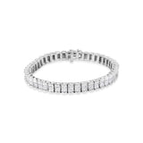 14K white gold bracelet with invisible-set princess-cut diamond stones thumbnail 1