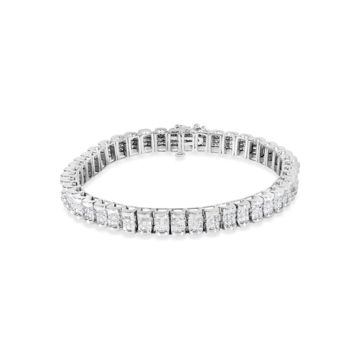 14K White Gold 5.00 Cttw Invisible Set Princess-Cut Diamond Belt and Buckle Tennis 7