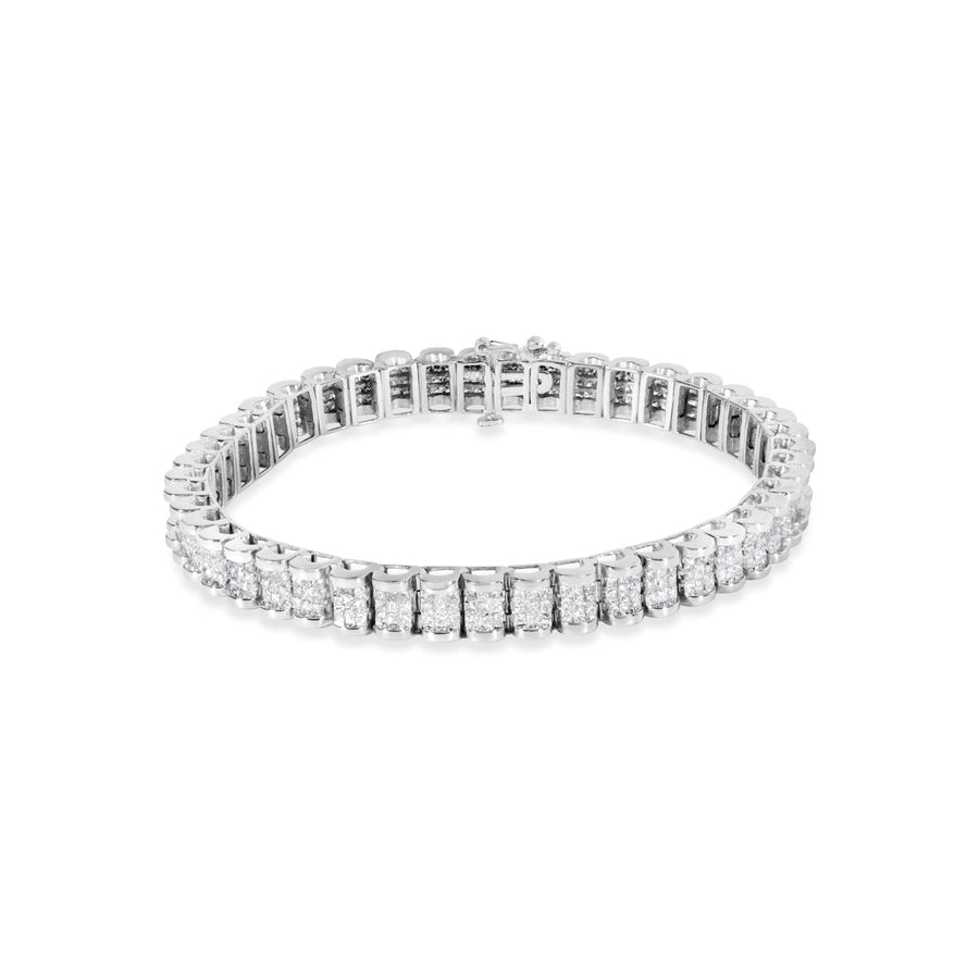 14K White Gold 5.00 Cttw Invisible Set Princess-Cut Diamond Belt and Buckle Tennis 7