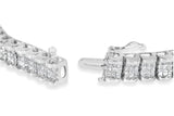 14K White Gold 5.00 Cttw Invisible Set Princess-Cut Diamond Belt and Buckle Tennis 7