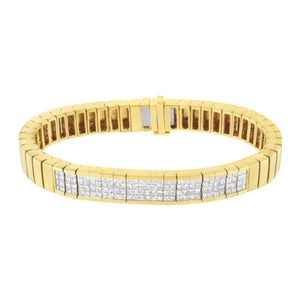 14K Yellow Gold 3 5/8 cttw Invisible Set Princess-Cut Diamond ID Tennis Bracelet (I-J Color, SI1-SI2 Clarity) - Size 7