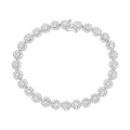 14K white gold tennis bracelet with round cluster diamond stones