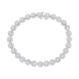 14K white gold tennis bracelet with round cluster diamond stones thumbnail 1