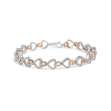 10K rose gold bracelet with heart-shaped diamond stones thumbnail 1