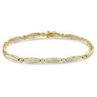 14K Yellow Gold 1-1/2 Cttw Round Brilliant-Cut & Baguette Cut Diamond Bezel and Tapered Link 7