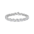 14K white gold bracelet with round brilliant diamond floral clusters and S links