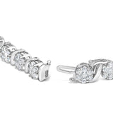 14K White Gold 7 3/8 Cttw Round Brilliant Diamond Floral Cluster and S Link Bracelet (H-I Color, SI2-I1 Clarity) - 7