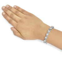 14K White Gold 7 3/8 Cttw Round Brilliant Diamond Floral Cluster and S Link Bracelet (H-I Color, SI2-I1 Clarity) - 7