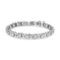 14K white gold bracelet with round diamond clusters on X-link design
