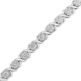 14K White Gold 6-1/3 Cttw Round Brilliant-Cut Diamond Round Cluster & X-Link 7