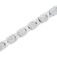14K White Gold 4 7/8 Cttw Round Brilliant-Cut Diamond Round Cluster & X-Link 7