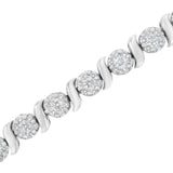 14K White Gold 5 1/4 cttw Diamond S-Link Floral Cluster Tennis Bracelet (I-J Clarity, SI2-I1 Color) - Size 7