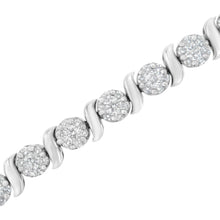14K White Gold 5 1/4 cttw Diamond S-Link Floral Cluster Tennis Bracelet (I-J Clarity, SI2-I1 Color) - Size 7"-4