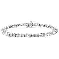 10K White Gold 1/2 Cttw Real Diamond Illusion-Set Miracle Plate Tennis Bracelet (I-J Color, SI2-I1 Clarity) - Size 7.5