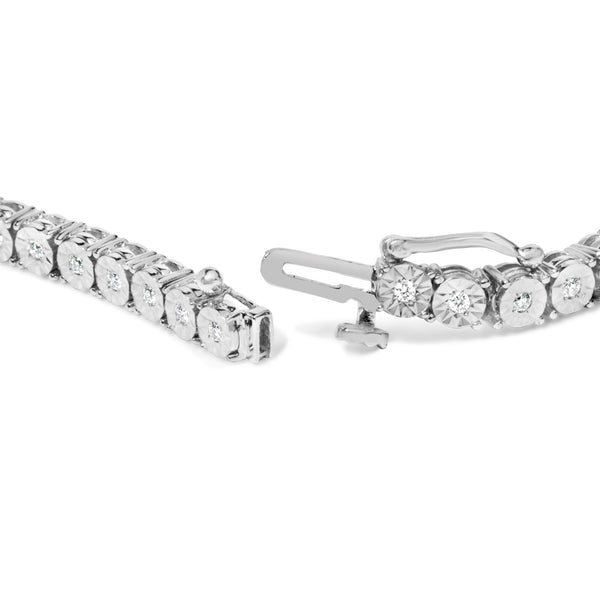 10K White Gold 1/2 Cttw Real Diamond Illusion-Set Miracle Plate Tennis Bracelet (I-J Color, SI2-I1 Clarity) - Size 7.5
