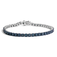 Black Rhodium Plated .925 Sterling Silver 1.0 Cttw Diamond Miracle Tennis Bracelet (Enhanced Blue Color, I3 Clarity) - 7