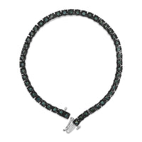 Black Rhodium Plated .925 Sterling Silver 1.0 Cttw Diamond Miracle Tennis Bracelet (Enhanced Blue Color, I3 Clarity) - 7