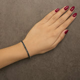 Black Rhodium Plated .925 Sterling Silver 1.0 Cttw Diamond Miracle Tennis Bracelet (Enhanced Blue Color, I3 Clarity) - 7