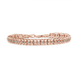 925 sterling silver double-link tennis bracelet with round diamond stones thumbnail 1