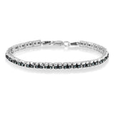 925 black rhodium silver tennis bracelet with rose cut blue diamond stones thumbnail 1
