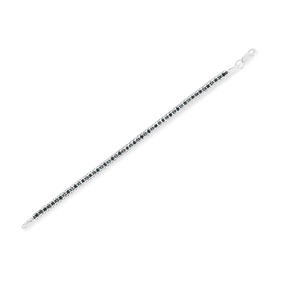 Black Rhodium over .925 Sterling Silver 1.0 Cttw Rose Cut Diamond Double-Link 7