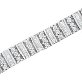 14K White Gold 4 7/8 cttw Baguette & Round Brilliant-Cut Diamond Channel- & Prong-Set Tennis Bracelet (I-J Color, I1-I2 Clarity) - Size 7.25