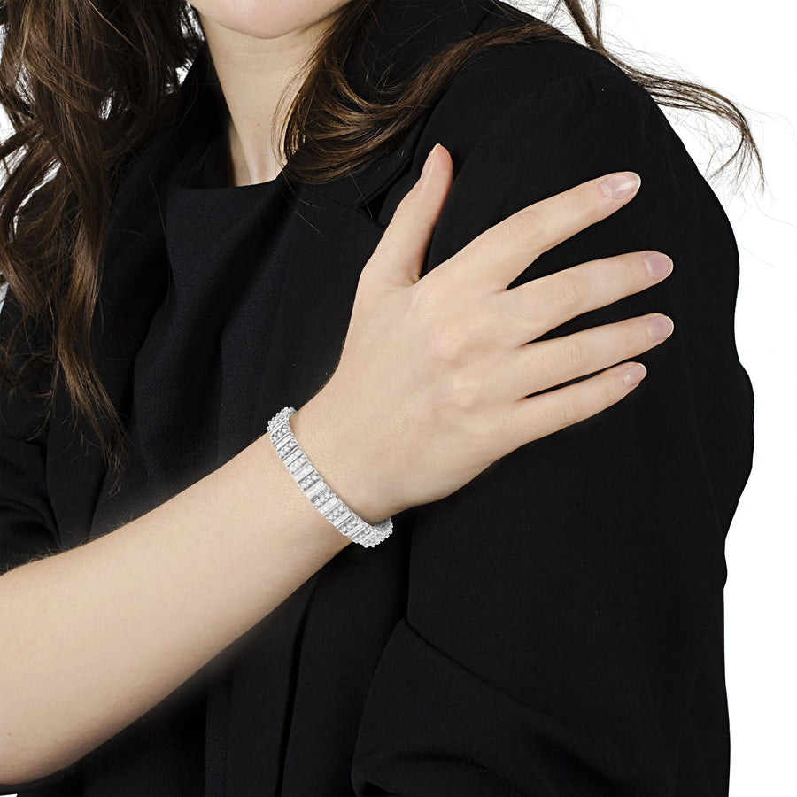 14K White Gold 4 7/8 cttw Baguette & Round Brilliant-Cut Diamond Channel- & Prong-Set Tennis Bracelet (I-J Color, I1-I2 Clarity) - Size 7.25
