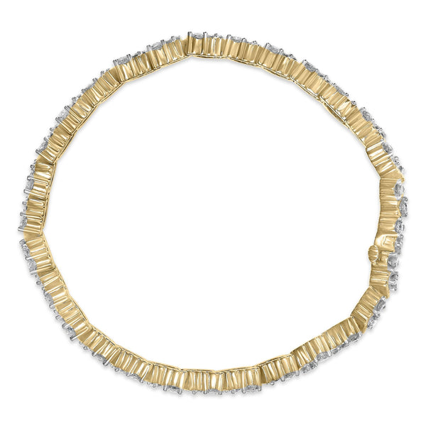 14K Yellow Gold 4.00 Cttw Diamond Triangle Link Tennis Bracelet (H-I Color, I1-I2 Clarity) - 7