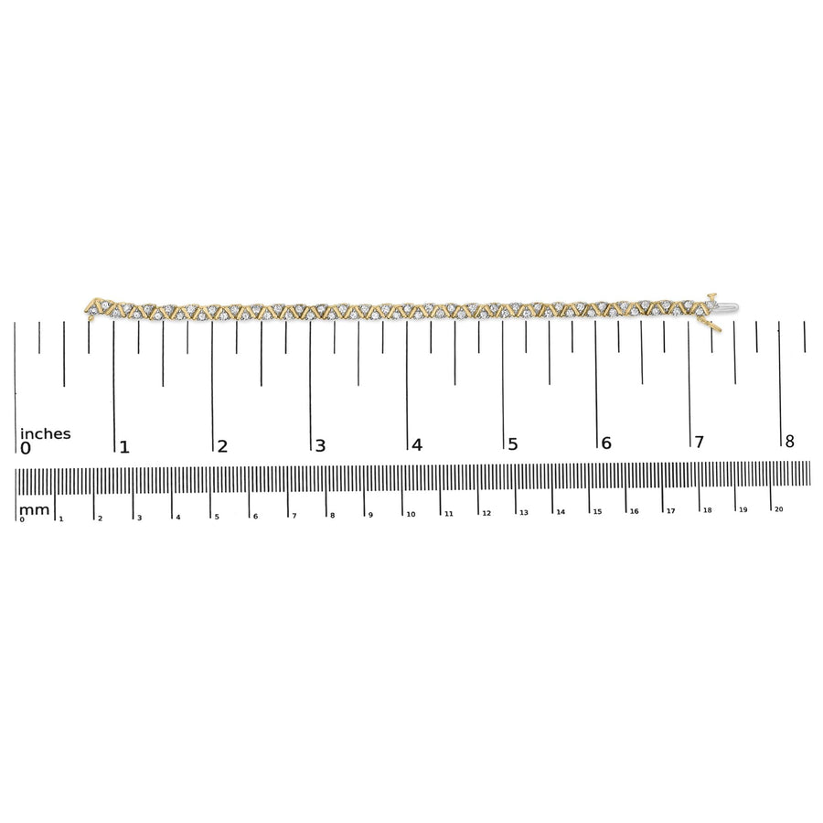 14K Yellow Gold 4.00 Cttw Diamond Triangle Link Tennis Bracelet (H-I Color, I1-I2 Clarity) - 7