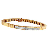 14K yellow gold bracelet with princess cut diamond stones thumbnail 1
