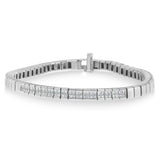 14K white gold bracelet with princess cut diamond stones thumbnail 1