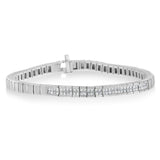 14K White Gold Princess Cut Diamond Bracelet (1.00 cttw, H-I Color, SI1-SI2 Clarity)-2 thumbnail 3
