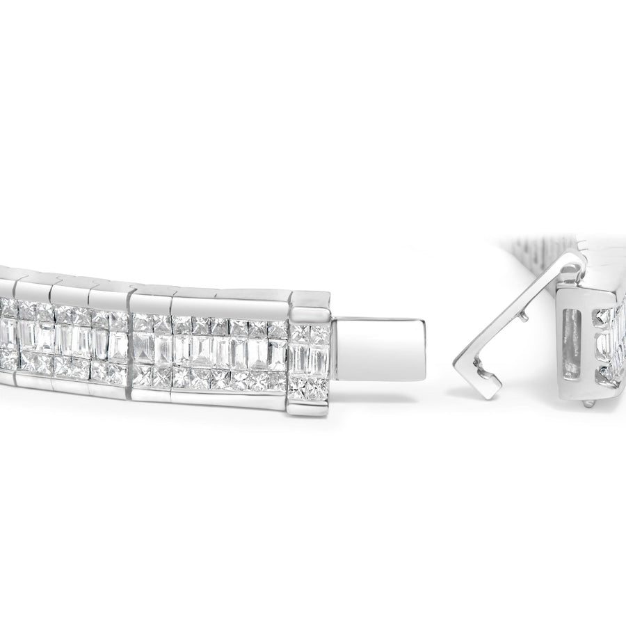 14K White Gold 7 7/8 Cttw Princess and Baguette Diamond Eternity Line Tennis Bracelet (G-H Color, SI1-SI2 Clarity) - 7