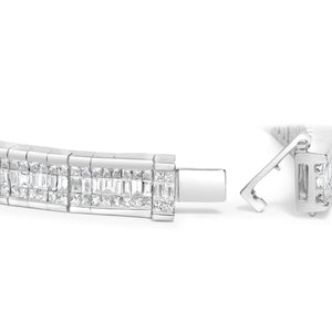 14K White Gold 7 7/8 Cttw Princess and Baguette Diamond Eternity Line Tennis Bracelet (G-H Color, SI1-SI2 Clarity) - 7