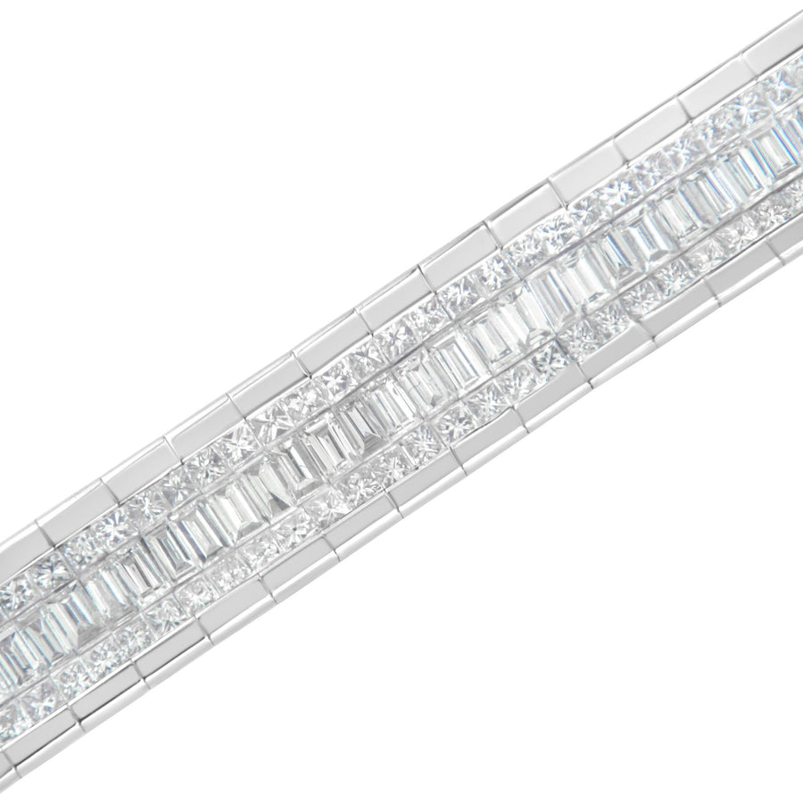 14K White Gold 7 7/8 Cttw Princess and Baguette Diamond Eternity Line Tennis Bracelet (G-H Color, SI1-SI2 Clarity) - 7