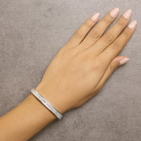 14K White Gold 7 7/8 Cttw Princess and Baguette Diamond Eternity Line Tennis Bracelet (G-H Color, SI1-SI2 Clarity) - 7