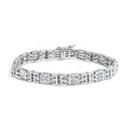 14K white gold bracelet with princess-cut white and blue diamond stones