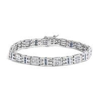 14K White Gold Princess-Cut white and Blue Diamond Fashion Bracelet(3.00 cttw,H-I Color,SI1-SI2 Clarity)