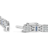 14K White Gold Princess-Cut white and Blue Diamond Fashion Bracelet(3.00 cttw,H-I Color,SI1-SI2 Clarity)-1 thumbnail 2