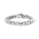 14K White Gold 8 1/5 Cttw Diamond Geometric Twisted Link Bracelet-0 thumbnail 1