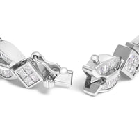 14K White Gold 8 5/8ct Cttw Princess and Baguette Diamond Geometric Twist Link Bracelet (G-H Color, VS1-VS2 Clarity) - 7
