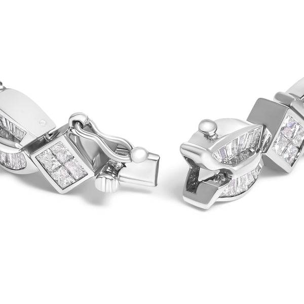 14K White Gold 8 5/8ct Cttw Princess and Baguette Diamond Geometric Twist Link Bracelet (G-H Color, VS1-VS2 Clarity) - 7