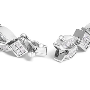 14K White Gold 8 5/8ct Cttw Princess and Baguette Diamond Geometric Twist Link Bracelet (G-H Color, VS1-VS2 Clarity) - 7