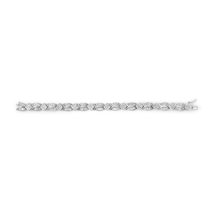14K White Gold 8 5/8ct Cttw Princess and Baguette Diamond Geometric Twist Link Bracelet (G-H Color, VS1-VS2 Clarity) - 7